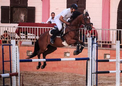 متسابقون يتنافسون على الفوز في مسابقة الفروسية المحلية بغزة