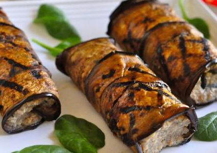 باذنجان رول محشي باللحمة المفرومة