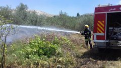 الدفاع المدني يخمد حريقاً نشب في أرض زراعية بقلقيلية