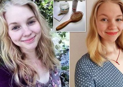 فتاة تغسل شعرها بالماء فقط مرة كل بضعة أشهر!