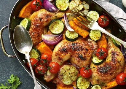 الدجاج المحمر مع الخضار