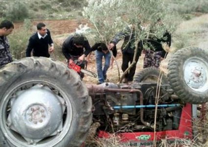 مصرع مواطن بحادث انقلاب جرار زراعي في نابلس