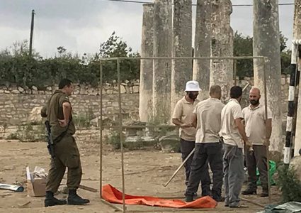 الاحتلال ينصب خيمة بالمنطقة الأثرية في سبسطية