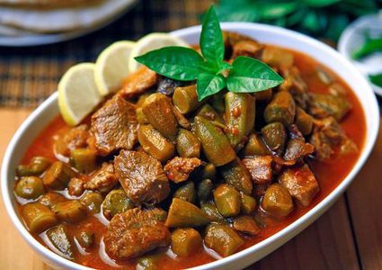 طبق البامية باللحم