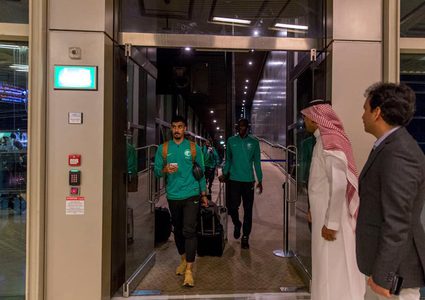 وصول المنتخب السعودي لفلسطين