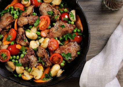 كبدة مقلية بالخضار