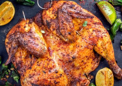دجاج مشوي بالباربيكيو والبهارات