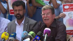 مؤتمر صحفي للمؤسسات التي تعنى بشؤون الأسرى أمام مقر الصليب الأحمر