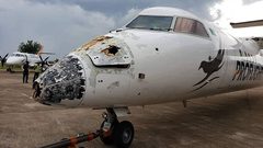 عاصفة تدمر طائرة  وتجبرها على الهبوط الاضطراري