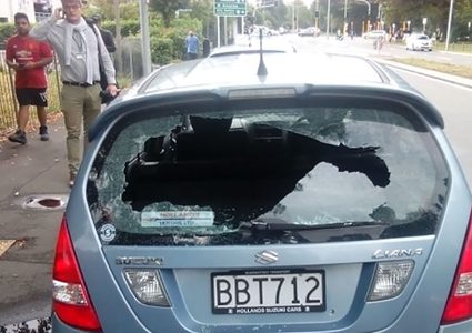 شرطي يخلع نافذة سيارة ويضرب سائقها