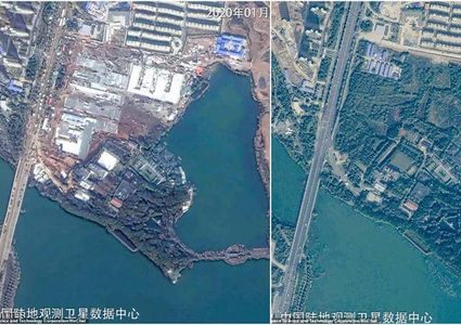 صورة تبين التغيير الذي أحدثه فيروس كورونا على مدينة الوباء