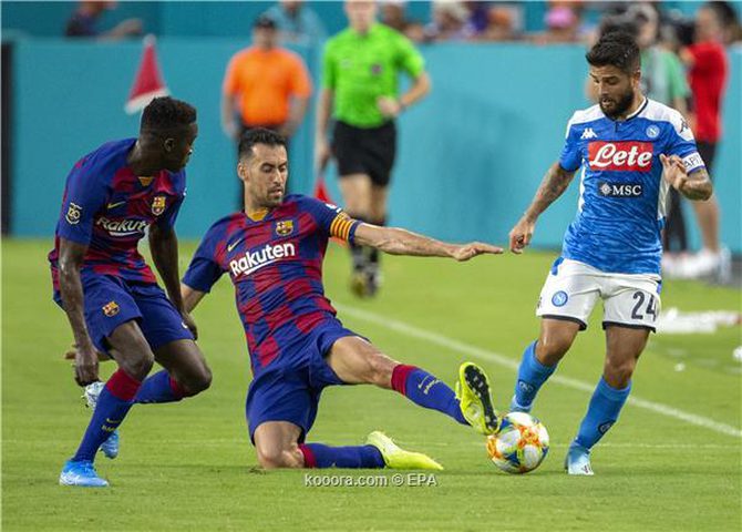 النادي الكتالوني يراقب موقعة برشلونة ونابولي