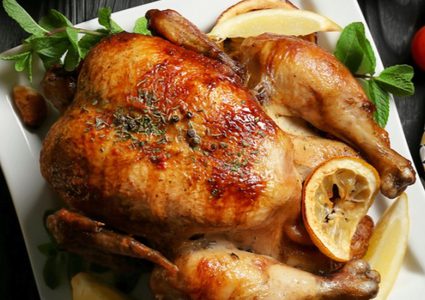 دجاج مشوي بالليمون والنعنع