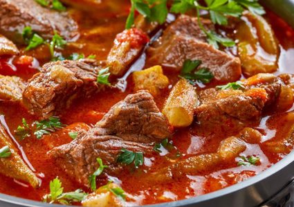 طاجن البامية باللحم