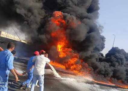 17 مصابا في حريق خط أنابيب شقير-مسطرد في مصر