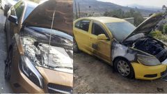 مستوطنون يحرقون سيارتين ويخطون شعارات عنصرية بقرية فرعتا