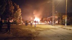 إصابة مواطنين في حريق مخبر وسط مدينة قلقيلية