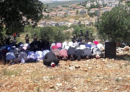 طولكرم: مواطنون يؤدون "الجمعة" في أراضيهم المهددة بالاستيلاء