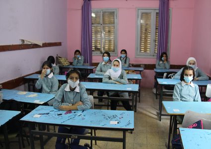 بداية العام الدراسي في مدرسة عمر المختار الاساسية للبنات بنابلس