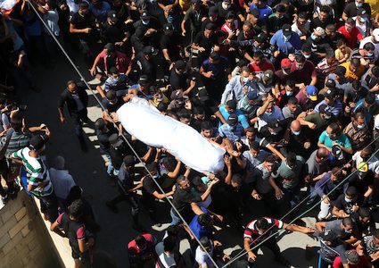 تشييع جثمانيْ الشهيدين الصيادين محمود وحسن الزعزوع وسط قطاع غزة