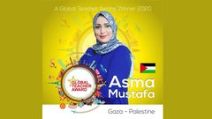 فوز معلمة من غزة بجائزة المعلم العالمي للعام 2020