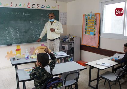 طلاب قرية الفخيت في مدرستهم المهددة بالهدم من قبل الاحتلال