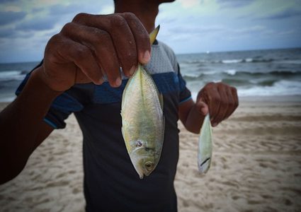 الصيد بالصنارة في بحر رفح جنوب قطاع غزة