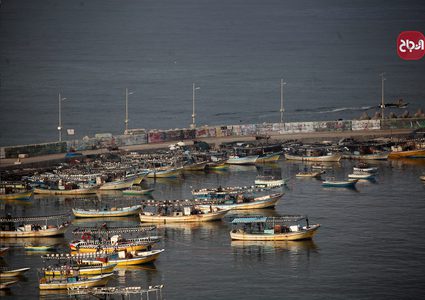 قوارب الصيد في ميناء غزة البحري