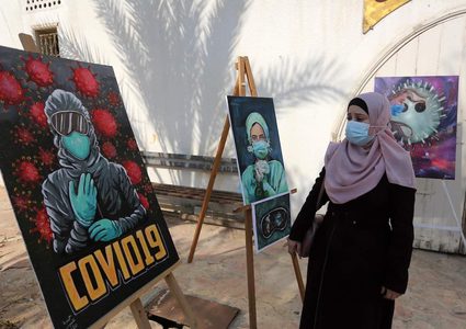 "كورونا والفن".. معرض بغزة يسلّط الضوء على الجائحة