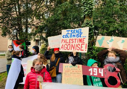 وقفة للتنديد بجرائم الاحتلال وانتهاكاته المستمرة في بروكسل