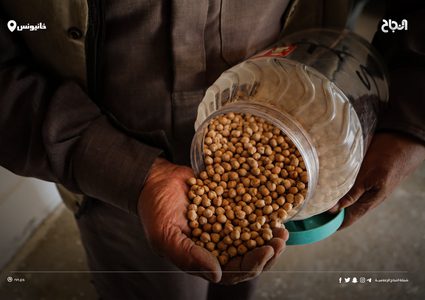 المزارع الفلسطيني سلامة مهنا من شرق مدينة خانيونس جنوب قطاع غزة، يعمل على تجميع أصناف البذور الزراعية داخل "بنك البذور البلدية" في مساحة خصّصها وسط أرضه بهدف الحفاظ على جودتها وعلى توافرها في مختلف المواسم الزراعية.