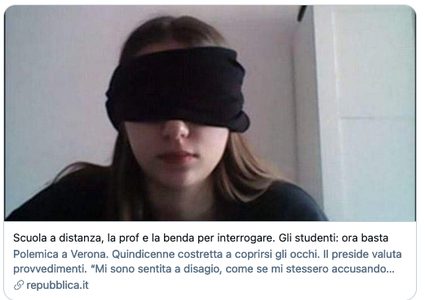 مدرسة إيطالية ترغم طالبتها على عصب عينيها أثناء الامتحان !