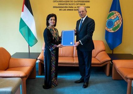 السفيرة سليمان تسلم منظمة حظر الأسلحة الكيميائية رسالة