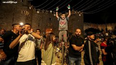 صور من الأجواء الاحتفالية في منطقة باب العامود بالقدس المحتلة