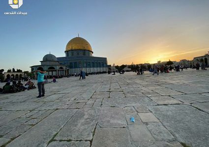 غروب شمس اليوم الإثنين من داخل ساحات المسجد الأقصى المبارك