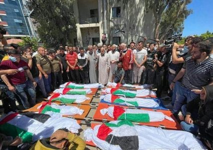 غزة تشيع جثامين شهداء مجزرةالشاطئ غرب غزة