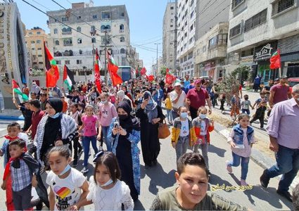 مسيرة أطفال من غزة تنديداً بعدوان الاحتلال على القطاع