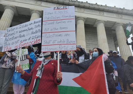 مظاهرة حاشدة في واشنطن تنديدا بجرائم الاحتلال