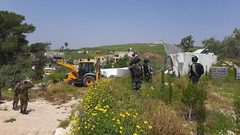 الاحتلال يهدم غرفة زراعية ويجرف أراضٍ في سبسطية