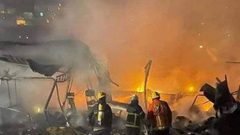 للمرة الخامسة.. حريق ضخم في السوق الشرقي بنابلس