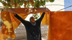 مواطنات يصنعن ملبن العنب ويجففنه فوق أسطح منازلهن في الخليل