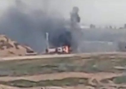 إحراق آلية هندسة لقوات الاحتلال شرق القطاع