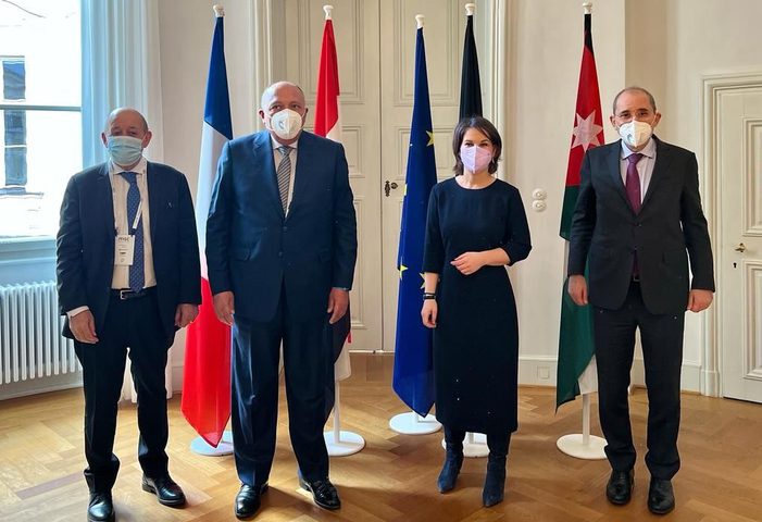 وزراء خارجية الأردن ومصر وألمانيا وفرنسا يؤكدون ضرورة وقف جميع الخطوات الأحادية