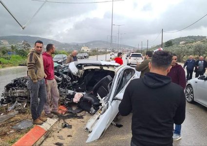 حادث سير ذاتي قرب مخيم نور شمس في طولكرم