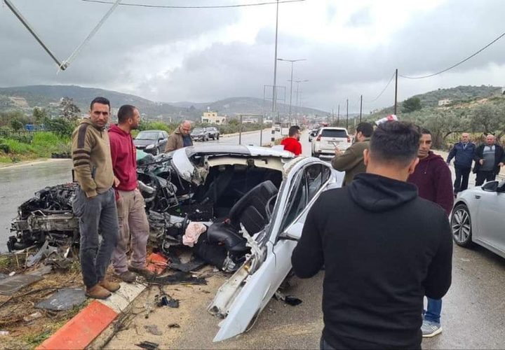 حادث سير ذاتي قرب مخيم نور شمس في طولكرم