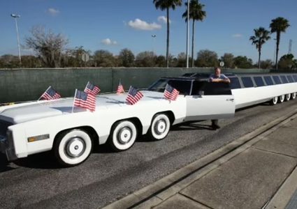 أطول سيارة بالعالم تحطم تضم مهبط طائرات وملعب جولف