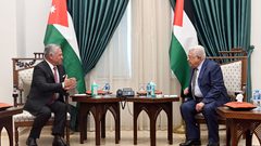 من اجتماع الملك عبد الله الثاني والأمير الحسين مع الرئيس محمود عباس في رام الله