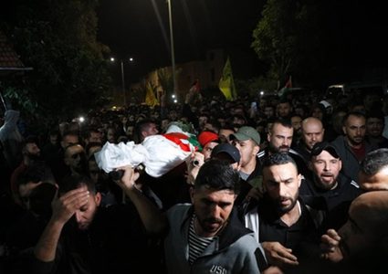 تشييع جثمان الشهيدة الطالبة حنان خضور في فقوعة شمال شرق جنين