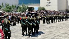 مشاهد من مراسم تشييع أبوعاقلة في مقر الرئاسة برام الله- تصوير سامر نزال