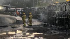 احتراق 18 حافلة بالمحطة المركزية في مدينة صفد